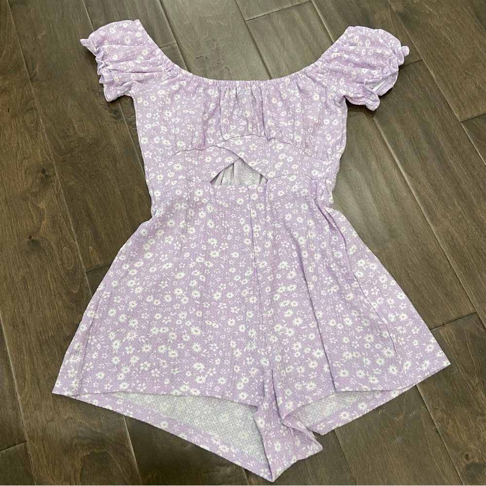 COPY - Streetwear Society Purple Floral Peasant Romper size S
